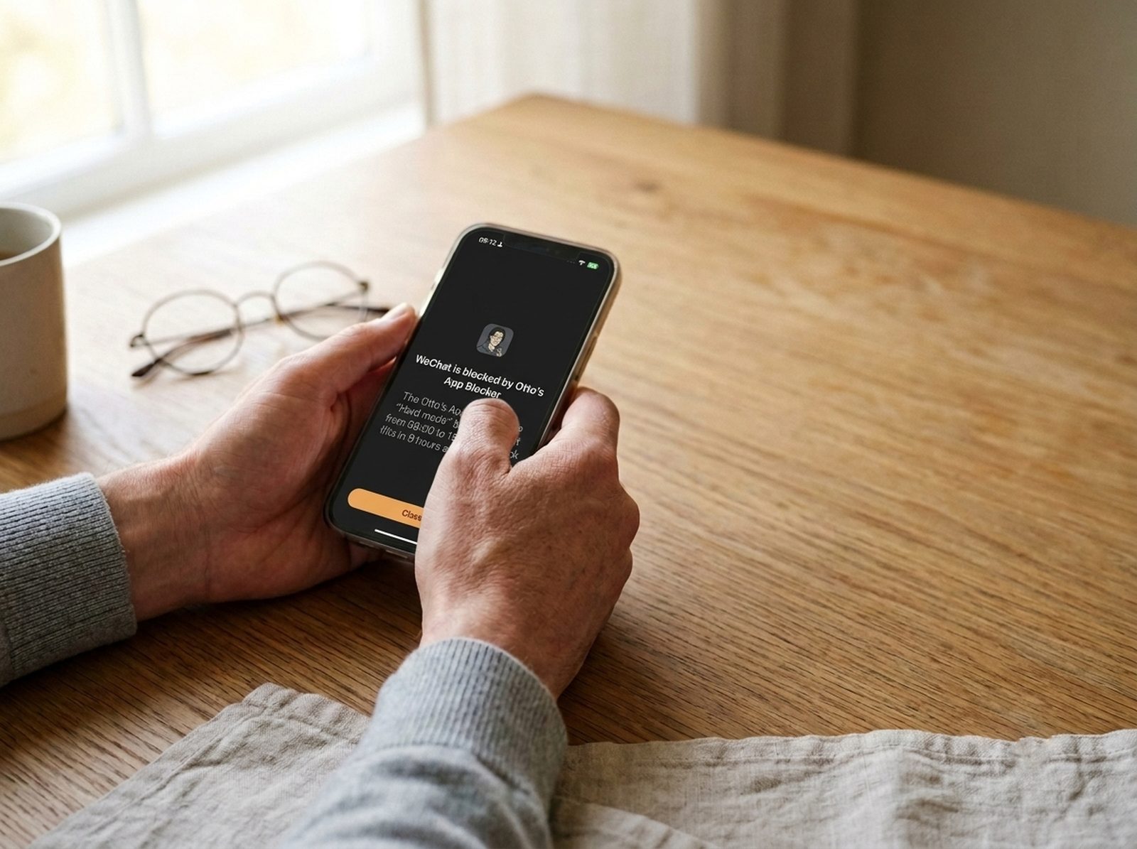 Hands holding an iPhone whose screen has turned grey