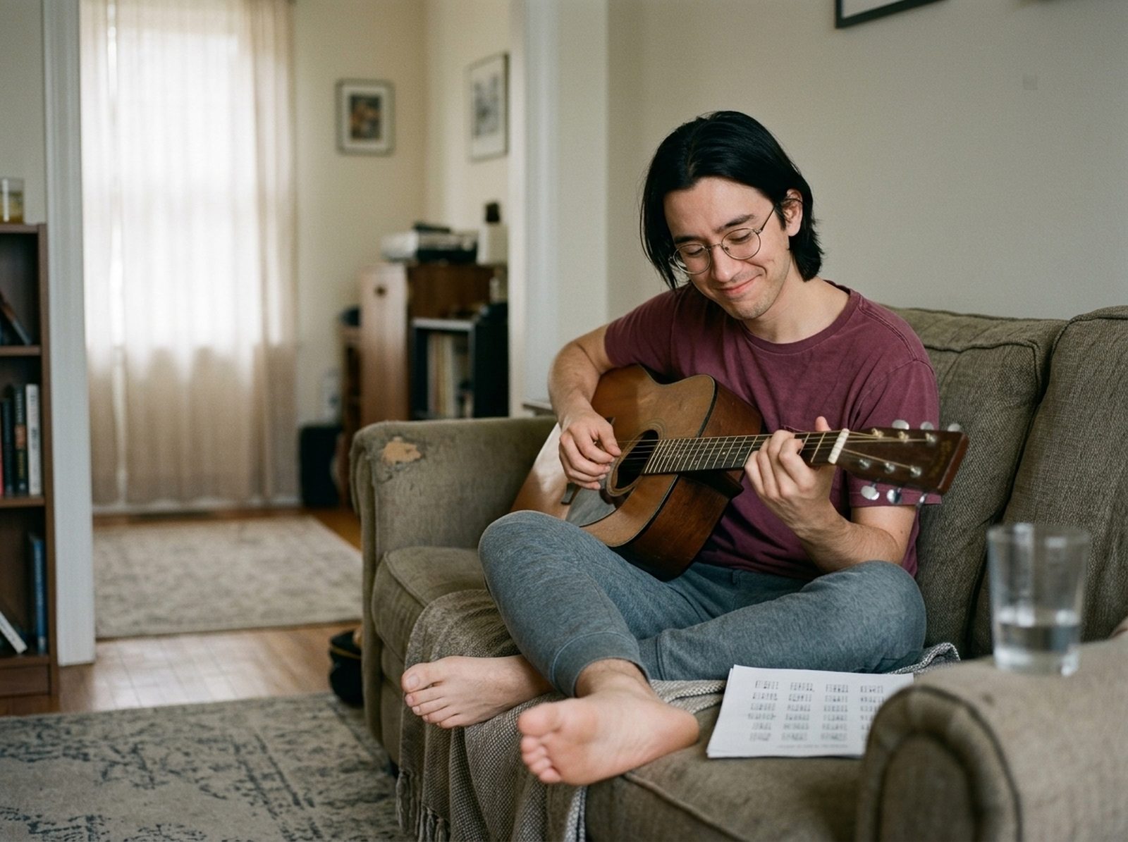 Otto sitting with a guitar across his lap