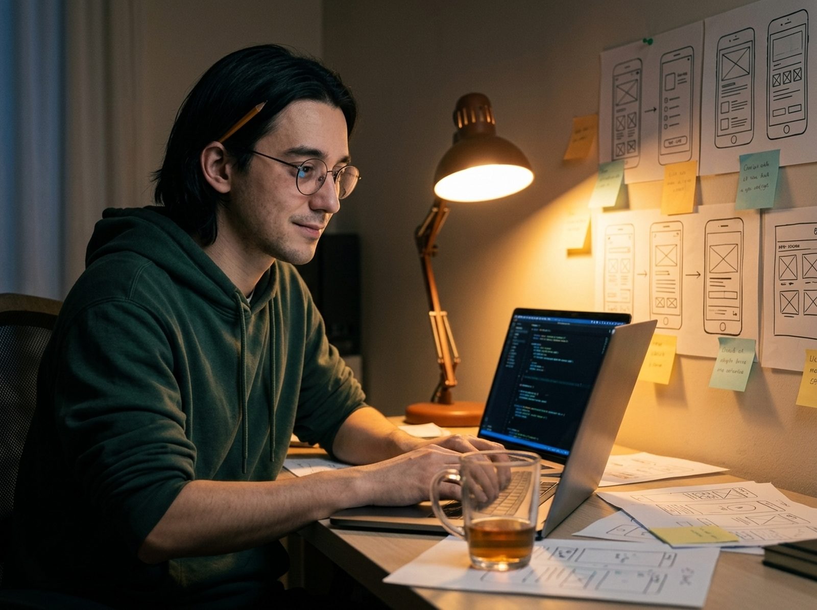 Otto at his desk building the app